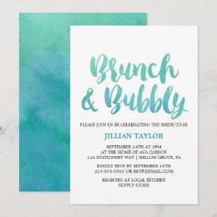 Waterverf Calligrafie-bestemming Brunch en bubbelb Kaart