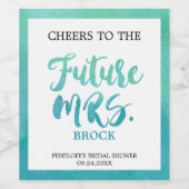 Waterverf Calligrafie Future Mrs Vrijgezellenfeest Wijn Etiket (Enkel label)