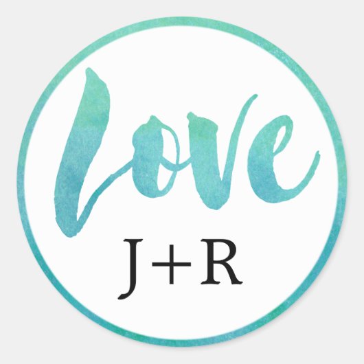 Waterverf Calligrafie Love Wedding Envelope Seals Ronde Sticker (Voorkant)