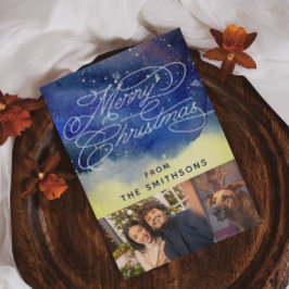 Waterverf & Calligrafie Navyblauw 2 aangepaste fot Feestdagenkaart