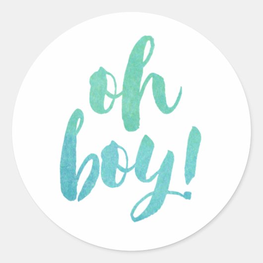 Waterverf Calligrafie Oh Baby shower Ronde Sticker (Voorkant)