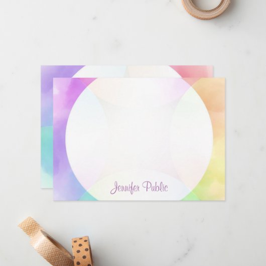 Waterverf Calligrafiemonogram op maat Notitiekaartje (Voorkant / Achterkant in situ)