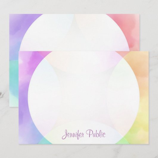 Waterverf Calligrafiemonogram op maat Notitiekaartje (Voorkant / Achterkant)