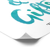 Waterverf Calligrafietstrand Kaarten en cadeaubonn Poster (Hoek)