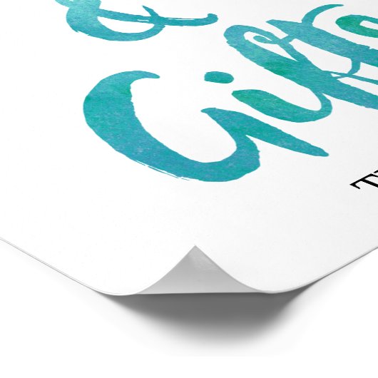 Waterverf Calligrafietstrand Kaarten en cadeaubonn Poster (Hoek)