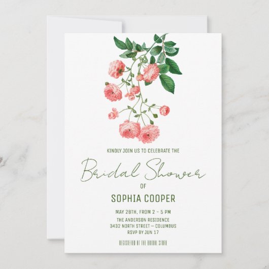 Waterverf Camellia Bloem | Bruidsdouche Kaart (Voorkant)