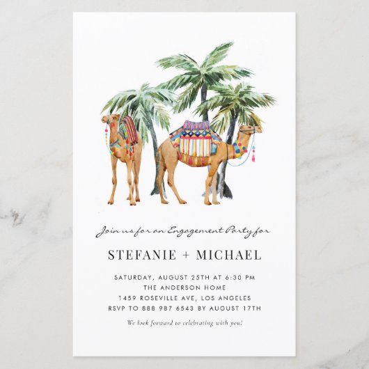 Waterverf Camels and Palm Trees Engagement Party (Voorkant)