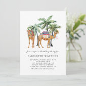 Waterverf Camels Palm Trees Woeddag Kaart (Staand voorkant)