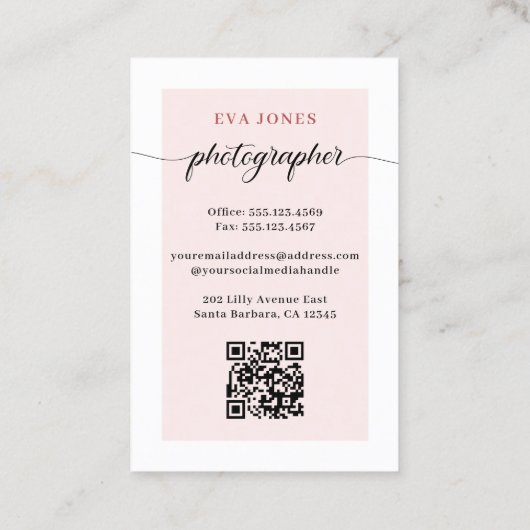 Waterverf camera & bloemen fotografie visitekaartje (Achterkant)