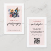 Waterverf  camera & bloemen fotografie visitekaartje (Voorkant / Achterkant)