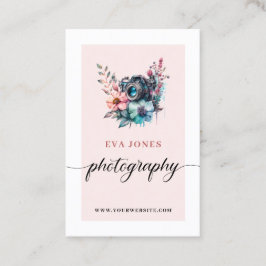 Waterverf  camera & bloemen fotografie visitekaartje