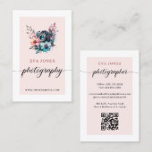 Waterverf  camera & bloemen fotografie visitekaartje (Voorkant / Achterkant)