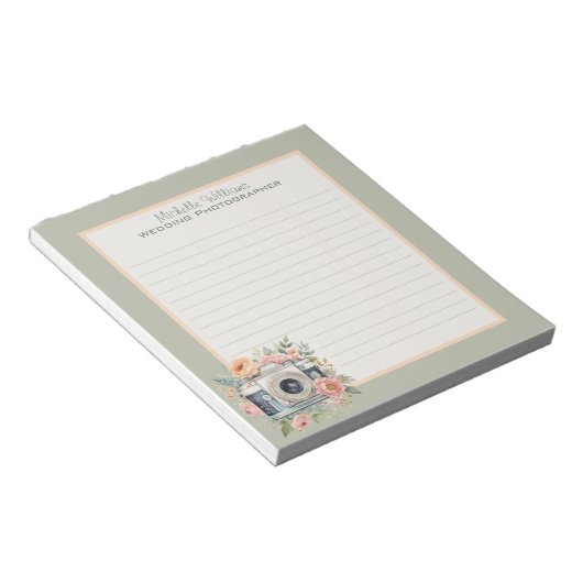 Waterverf camera en bloemen gevoerd notitieblok (Schuin)