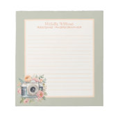 Waterverf Camera En Bloemen Rand Notitieblok (Voorkant)