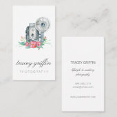  Waterverf camera en bloemen Visitekaartje (Voorkant / Achterkant)