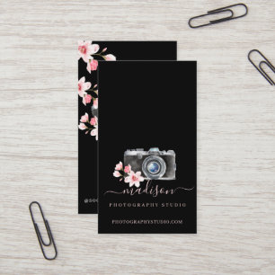 Waterverf camera Floral fotografie zwart Visitekaartje