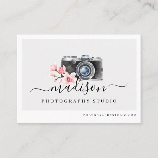 Waterverf  camera & Florals Fotografie Visitekaartje (Voorkant)