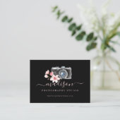Waterverf camera & Florals Fotografie Visitekaartje (Staand voorkant)