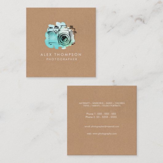 Waterverf camera fotograaf Visitekaartjes (Voorkant / Achterkant)