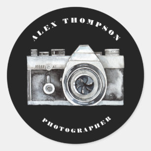 Waterverf Camera Fotografie Cirkel Lens Aangepast Ronde Sticker