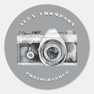 Waterverf Camera Fotografie Lens Custom Ronde Sticker