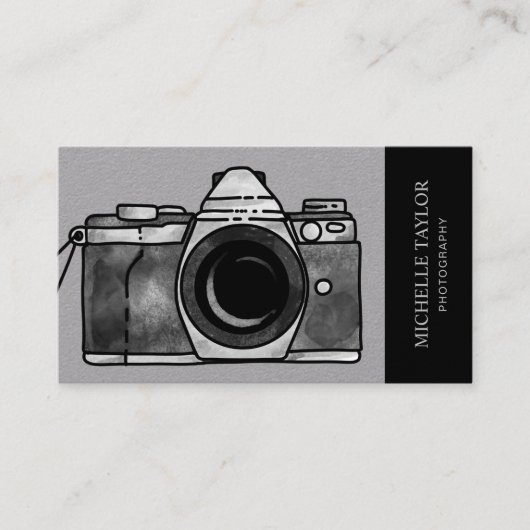 Waterverf Camera Fotografie Professionele QR-code Visitekaartje (Voorkant)