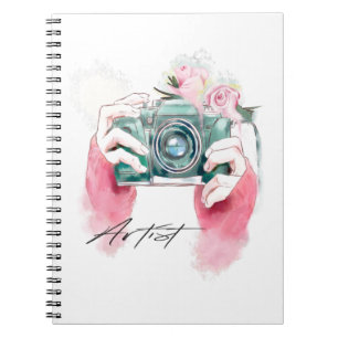 Waterverf camera met roze Notitieboek