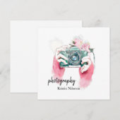 Waterverf camera met roze uitnodiging (Voorkant / Achterkant)