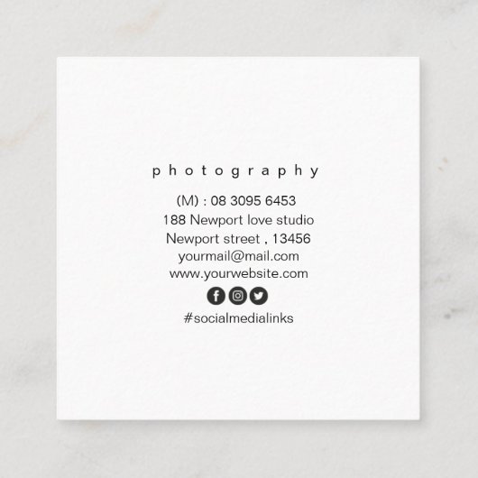 Waterverf camera met roze vierkante visitekaartje (Achterkant)