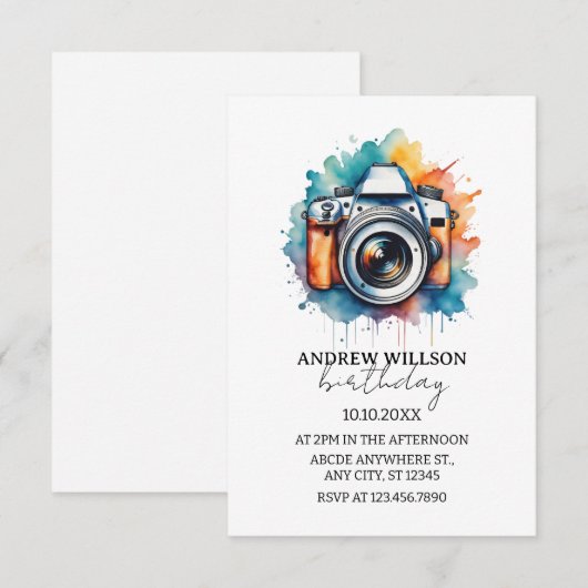 waterverf camerafotograaf VERJAARDAG Kaart (Voorkant / Achterkant)