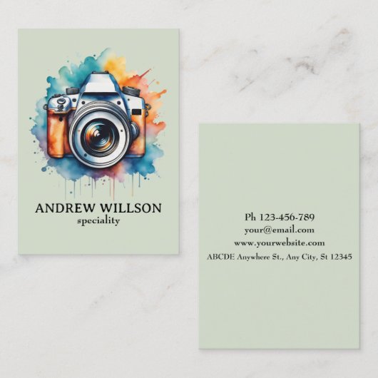 waterverf camerafotograaf visitekaartje (Voorkant / Achterkant)