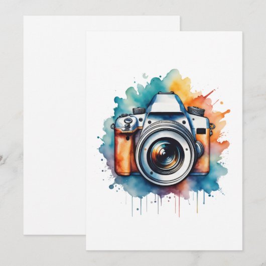 waterverf camerakunst feestdagenkaart (Voorkant / Achterkant)