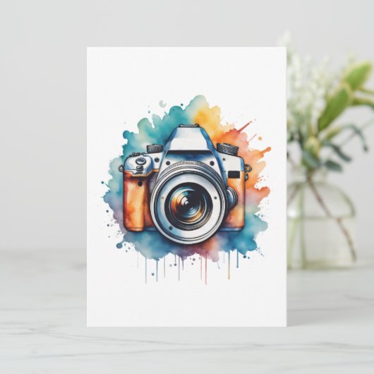 waterverf camerakunst feestdagenkaart (Staand voorkant)