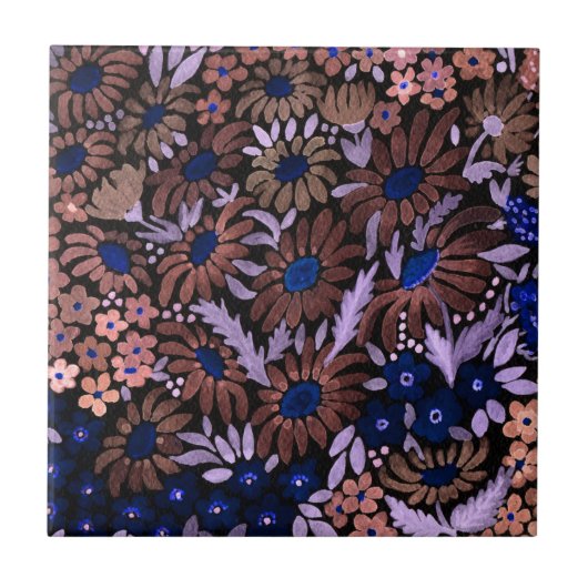 Waterverf camomille weidebloemen bloembloemveld tegeltje (Voorkant)