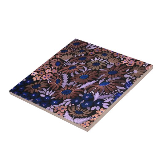 Waterverf camomille weidebloemen bloembloemveld tegeltje (Zijkant)