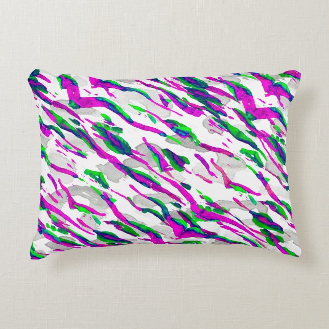 Waterverf Camouflage Design. Abstracte Safari Tege Accent Kussen (Voorkant)