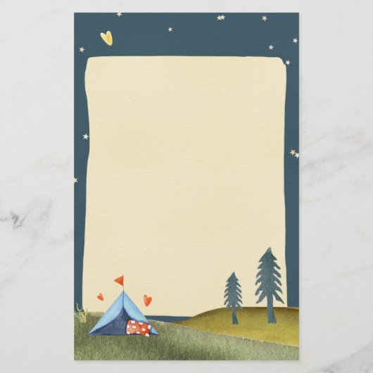 Waterverf Camp Stationery  Tent van aangepast Kind Briefpapier (Achterkant)
