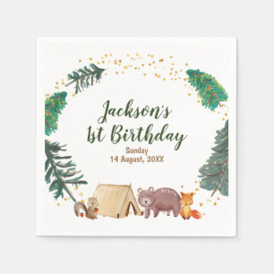 Waterverf camper 1e verjaardag Papier Napkins Servet