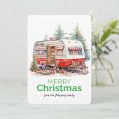  Waterverf Camper Vrolijk Kerstfeest Feestdagenkaart (Staand voorkant)