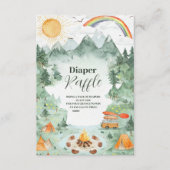 Waterverf Camping Baby shower Diapper Raffle Informatiekaartje (Voorkant)