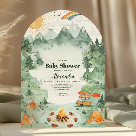 Waterverf Camping Baby shower Kaart