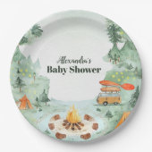 Waterverf Camping Baby shower Papieren Bordje (Voorkant)