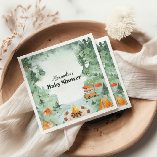 Waterverf Camping Baby shower Servet
