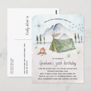 Waterverf Camping Birthday Party Briefkaart