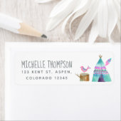 Waterverf Camping Birthday Party Etiket (Insitu)