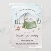  Waterverf Camping Birthday Party Kaart (Voorkant / Achterkant)