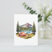 Waterverf Camping, Hiking and Natuur Lover Briefkaart (Staand voorkant)