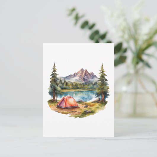 Waterverf Camping, Hiking and Natuur Lover Briefkaart (Staand voorkant)