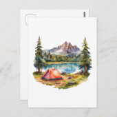 Waterverf Camping, Hiking and Natuur Lover Briefkaart (Voorkant / Achterkant)