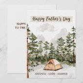 Waterverf Camping in de natuur Vaderdag Feestdagenkaart (Voorkant / Achterkant)